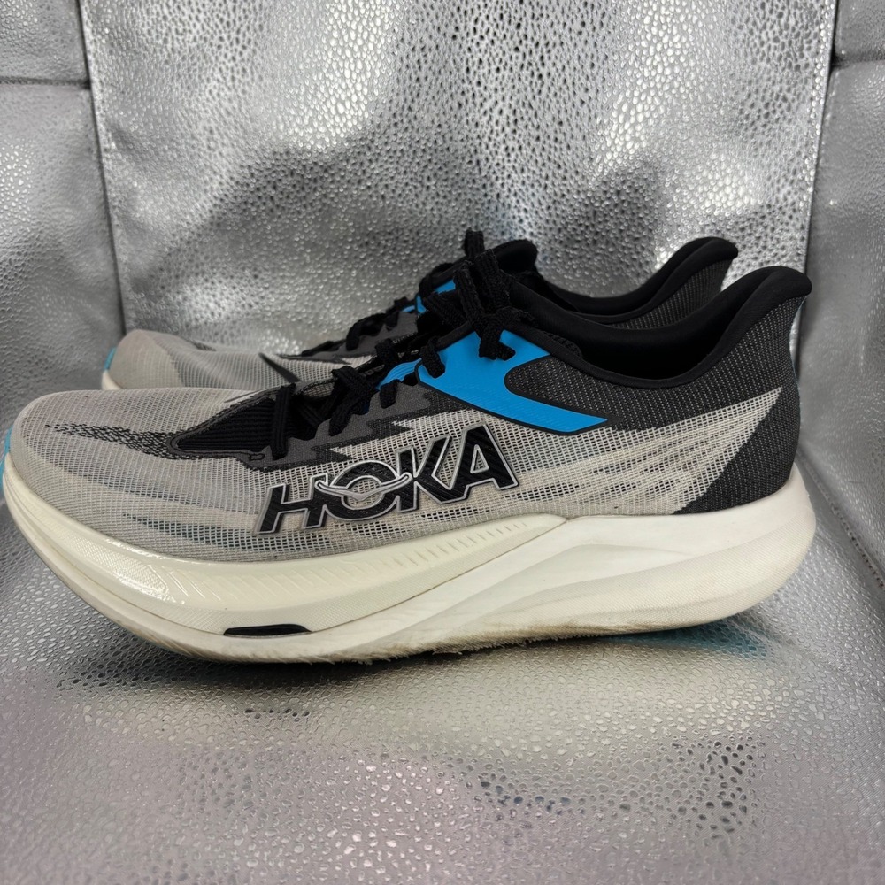 Hoka One One Rocket X 2 White Black Blue Running Shoes 1127734 WBLC Mens 10 W 11 - Picture 3 of 7